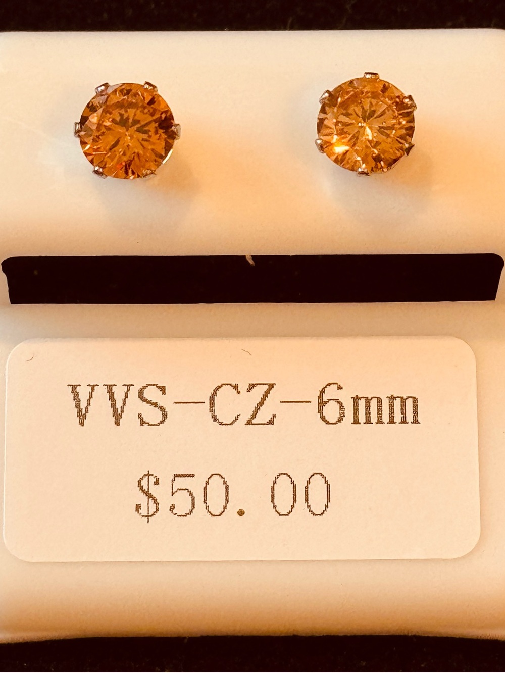 AJ USA Canary Yellow 6mm VVS CZ Stainless Steel Stud Earrings NWT